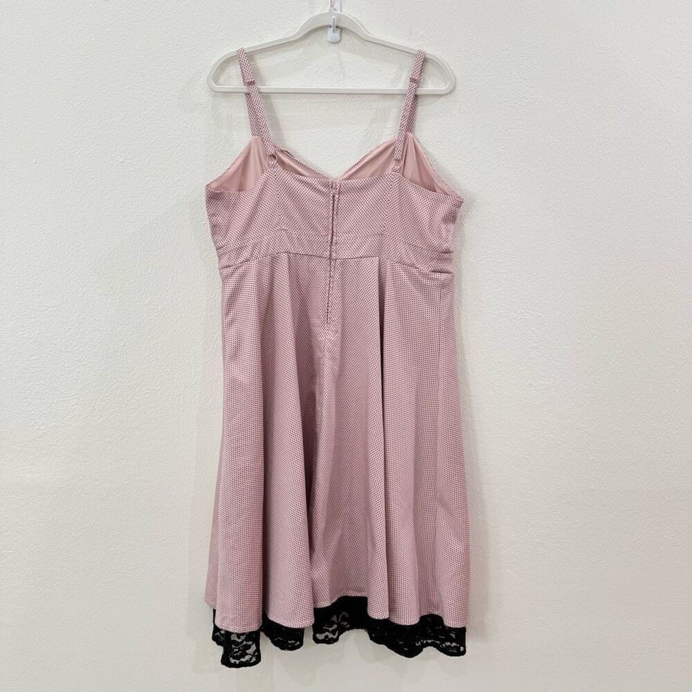 Torrid Women's Size 14 Lace Polka Dot Swing Knee Length Dress Pink Black - Picture 6 of 11